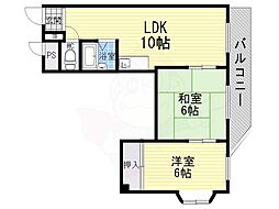 ビジタル浪速2 2LDKの間取図画像
