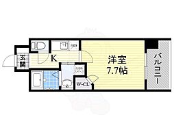 クラウンハイム北心斎橋フラワーコート 1Kの間取図画像
