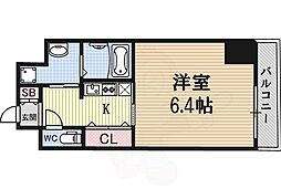 クレビオス難波EAST 1Kの間取図画像