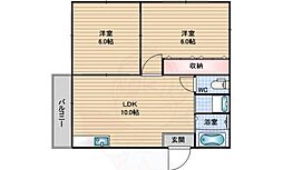 コーポI.T.O 2LDKの間取図画像