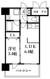 福岡市地下鉄空港線 東比恵駅 徒歩17分の賃貸マンション 2階1LDKの間取り