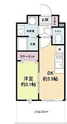LiveCasa県庁前 1DKの間取図画像