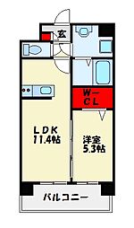 クレメンティア 1LDKの間取図画像