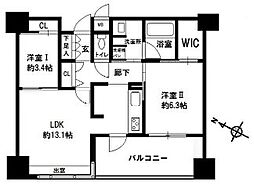 エンクレスト博多プレミア 2LDKの間取図画像