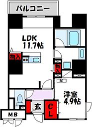リーブル博多駅前 1LDKの間取図画像