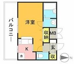 アコール住吉 1Kの間取図画像