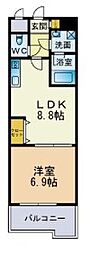 ビュー博多 1LDKの間取図画像