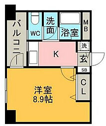 ニューロング博多 1Kの間取図画像