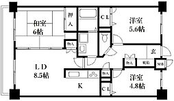 アミティエ博多駅南 3LDKの間取図画像