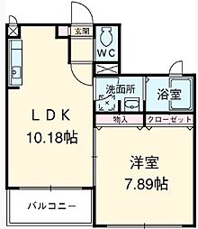 ラフィーネ博多駅前 1LDKの間取図画像