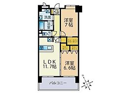 ヘスティア大濠 2LDKの間取図画像