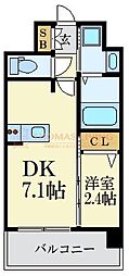 エンクレスト天神LINK 1DKの間取図画像