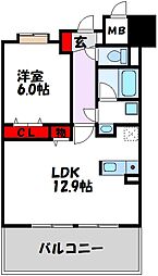 キルンズ博多駅南 1LDKの間取図画像