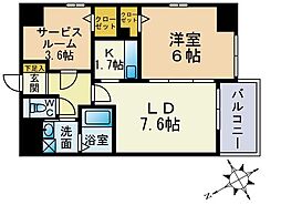 エトゥール博多駅前 1SLDKの間取図画像