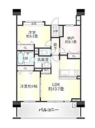 コスモシティ戸田グランキューブ 2SLDKの間取図画像