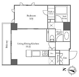KDXレジデンス恵比寿 6階1LDKの間取り