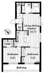 風香田園調布 4階2LDKの間取り