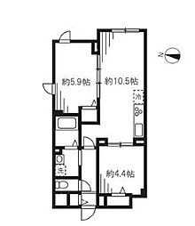 エルファーロ駒沢公園I 2階2LDKの間取り