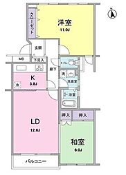 ロサーナ奥沢 3階2LDKの間取り