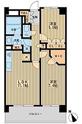 HF若林公園レジデンス 3階2LDKの間取り