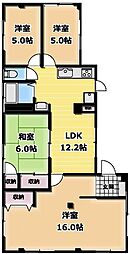 鯨岡マンション 1階4LDKの間取り
