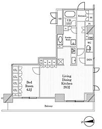 JP noie 恵比寿西 3階1LDKの間取り