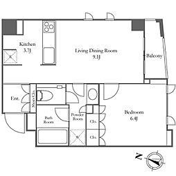 KDXレジデンス恵比寿 1LDKの間取図画像