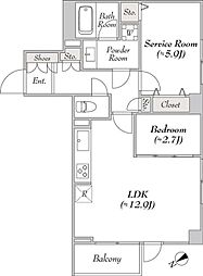 MYRIARESIDENCE白金台 1SLDKの間取図画像