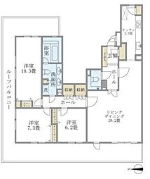 アパートメンツ東山 3LDKの間取図画像