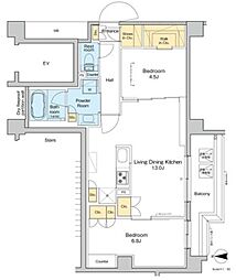プラウドフラット品川大井町 2LDKの間取図画像