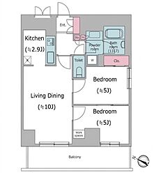 パークフラッツ学芸大学 2LDKの間取図画像
