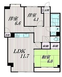 グレイスコート多摩川 3LDKの間取図画像