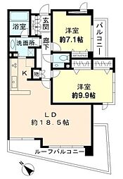 ヒューリック目黒三田 2LDKの間取図画像