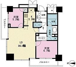 品川タワーフェイス 2LDKの間取図画像