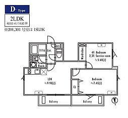 GRAN PASEO大崎戸越銀座II 2LDKの間取図画像