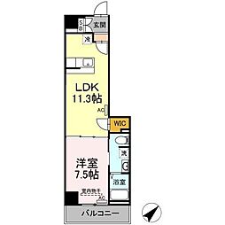 HillFlatOsaki 1LDKの間取図画像