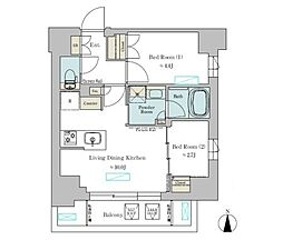 Brillia ist 武蔵小杉 2LDKの間取図画像