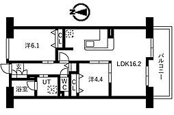 アクティ目黒駅前1号棟 2LDKの間取図画像