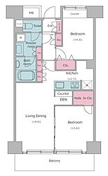 レジディア芝浦 2LDKの間取図画像