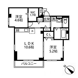 クレスト下北沢 2LDKの間取図画像
