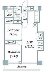 青葉台フラワーマンション 2LDKの間取図画像