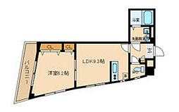 京王線 多磨霊園駅 徒歩3分の賃貸マンション 2階1LDKの間取り