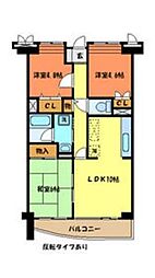 京王高尾線 狭間駅 徒歩8分の賃貸マンション 2階3LDKの間取り