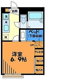JR八高線 北八王子駅 徒歩12分の賃貸マンション 3階1Kの間取り