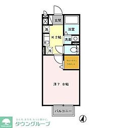 JR八高線 北八王子駅 徒歩16分の賃貸アパート 2階1Kの間取り