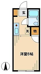 京王線 聖蹟桜ヶ丘駅 徒歩10分の賃貸アパート 1階ワンルームの間取り