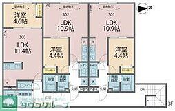 JR横浜線 八王子駅 徒歩18分の賃貸アパート 3階1LDKの間取り