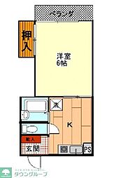 京王相模原線 京王堀之内駅 徒歩13分の賃貸マンション 1階1DKの間取り