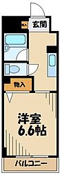 リビエール高幡 2階1Kの間取り