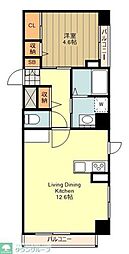 JR中央線 八王子駅 徒歩17分の賃貸マンション 5階1LDKの間取り